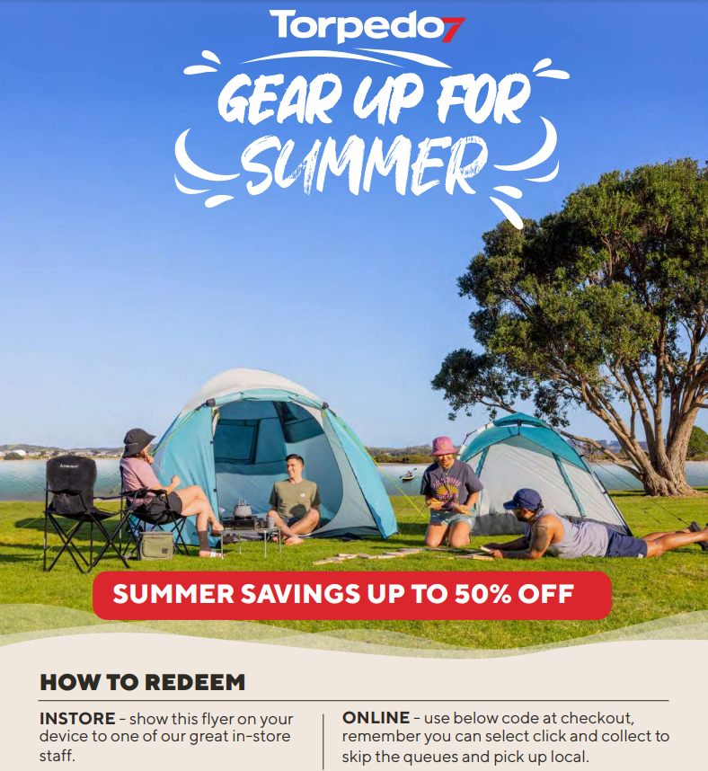 Gear up for Summer! Up to 50% Off @ Torpedo7 