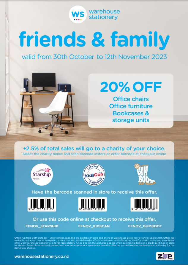 Friends and Family Sale: 20% off Office Furniture, Office Chairs, Bookcases & Storage Units @ Warehouse Stationery